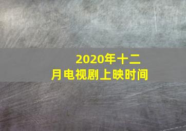 2020年十二月电视剧上映时间