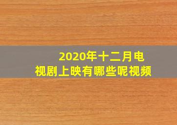 2020年十二月电视剧上映有哪些呢视频