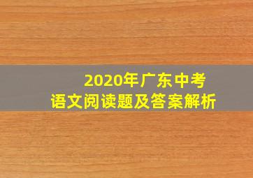 2020年广东中考语文阅读题及答案解析