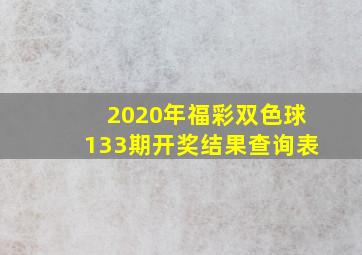 2020年福彩双色球133期开奖结果查询表