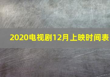 2020电视剧12月上映时间表