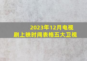 2023年12月电视剧上映时间表格五大卫视