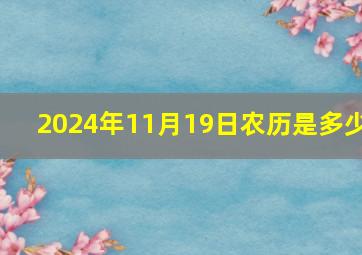 2024年11月19日农历是多少