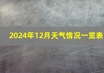 2024年12月天气情况一览表