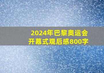 2024年巴黎奥运会开幕式观后感800字