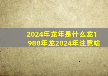 2024年龙年是什么龙1988年龙2024年注意啥