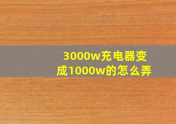 3000w充电器变成1000w的怎么弄