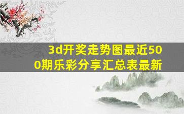 3d开奖走势图最近500期乐彩分享汇总表最新