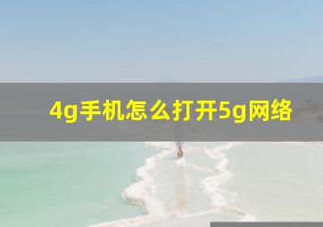 4g手机怎么打开5g网络