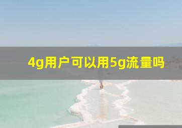 4g用户可以用5g流量吗