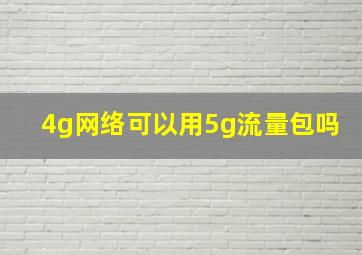 4g网络可以用5g流量包吗