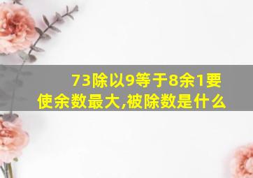 73除以9等于8余1要使余数最大,被除数是什么