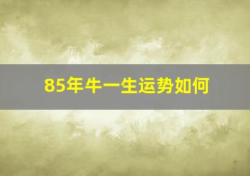 85年牛一生运势如何