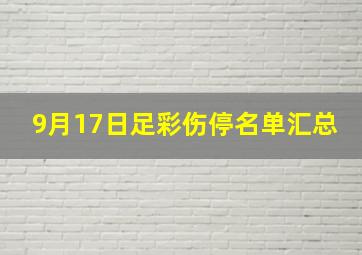 9月17日足彩伤停名单汇总