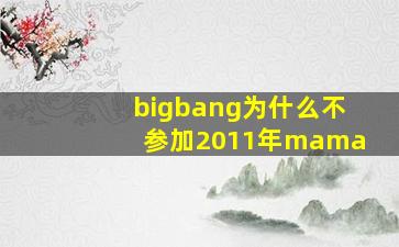 bigbang为什么不参加2011年mama