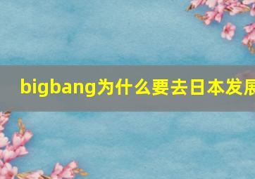 bigbang为什么要去日本发展