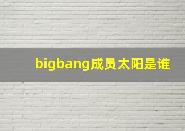 bigbang成员太阳是谁