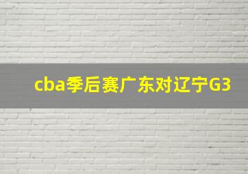 cba季后赛广东对辽宁G3