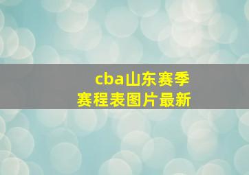 cba山东赛季赛程表图片最新