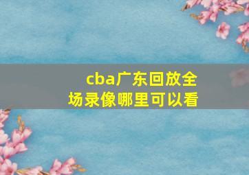 cba广东回放全场录像哪里可以看