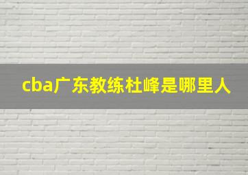 cba广东教练杜峰是哪里人