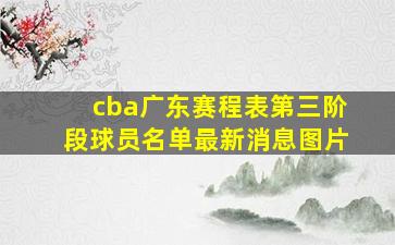 cba广东赛程表第三阶段球员名单最新消息图片