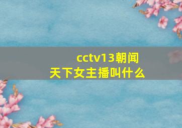 cctv13朝闻天下女主播叫什么