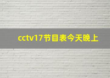 cctv17节目表今天晚上