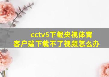 cctv5下载央视体育客户端下载不了视频怎么办