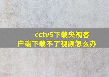 cctv5下载央视客户端下载不了视频怎么办