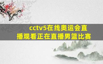 cctv5在线奥运会直播观看正在直播男篮比赛