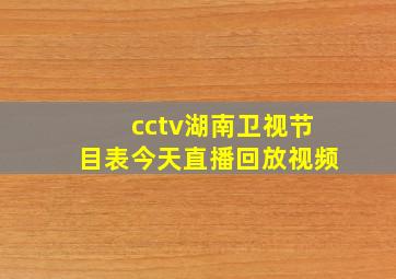 cctv湖南卫视节目表今天直播回放视频