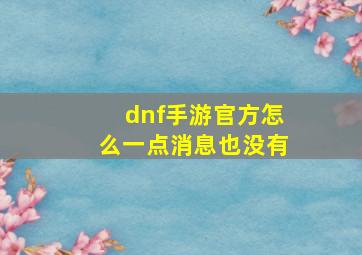 dnf手游官方怎么一点消息也没有