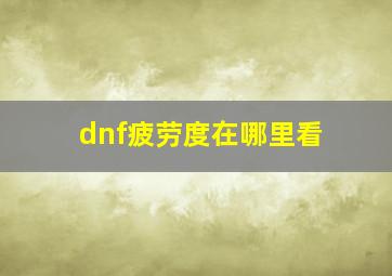 dnf疲劳度在哪里看