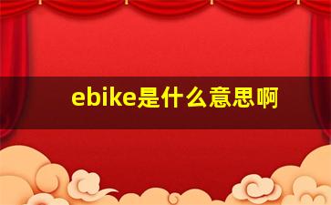 ebike是什么意思啊