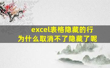 excel表格隐藏的行为什么取消不了隐藏了呢