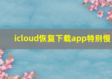 icloud恢复下载app特别慢