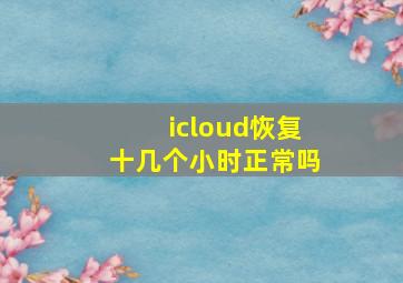 icloud恢复十几个小时正常吗