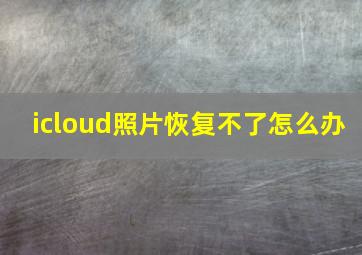 icloud照片恢复不了怎么办