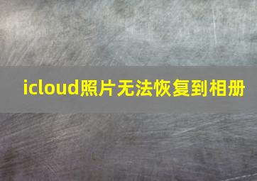 icloud照片无法恢复到相册