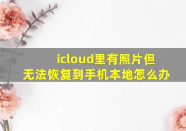 icloud里有照片但无法恢复到手机本地怎么办