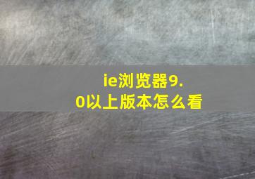 ie浏览器9.0以上版本怎么看