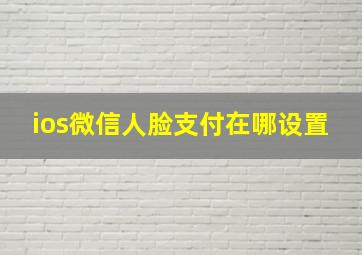 ios微信人脸支付在哪设置