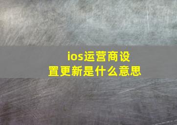 ios运营商设置更新是什么意思