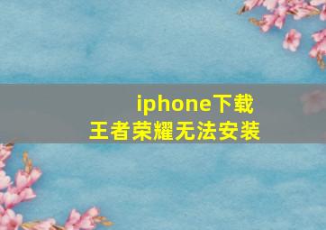 iphone下载王者荣耀无法安装