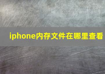 iphone内存文件在哪里查看