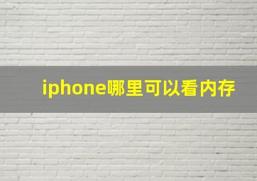 iphone哪里可以看内存