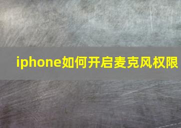 iphone如何开启麦克风权限