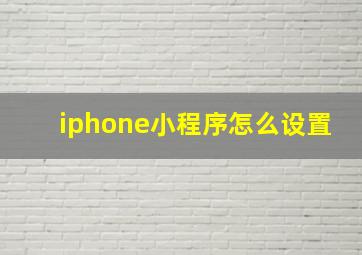 iphone小程序怎么设置