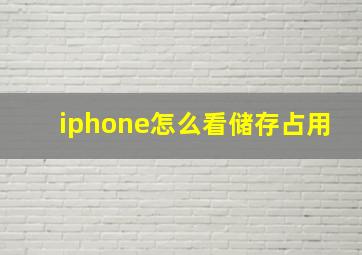 iphone怎么看储存占用